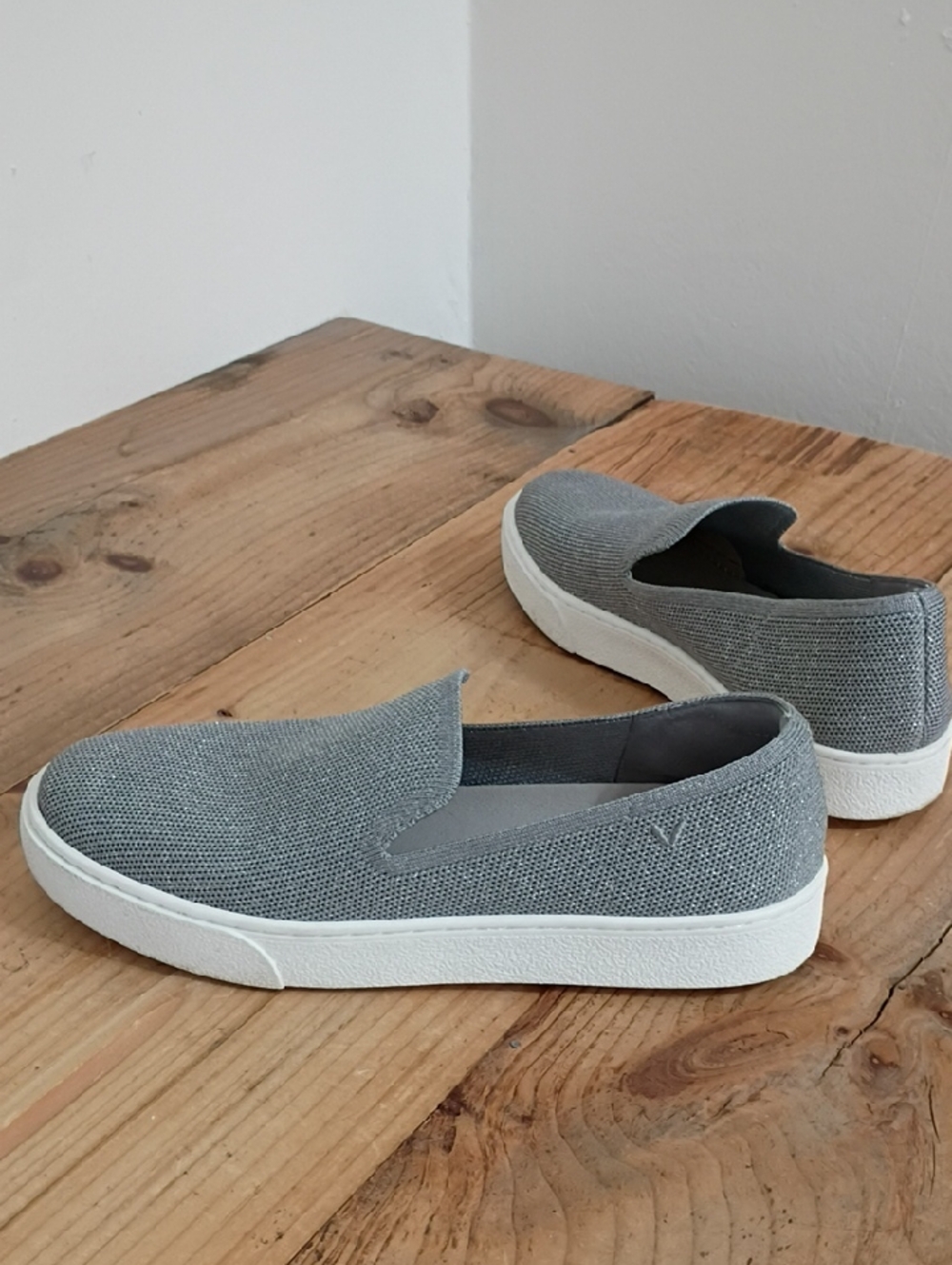 Vivaia Silver Knit Slip On Sneakers Size 39 - Picture 9 of 11